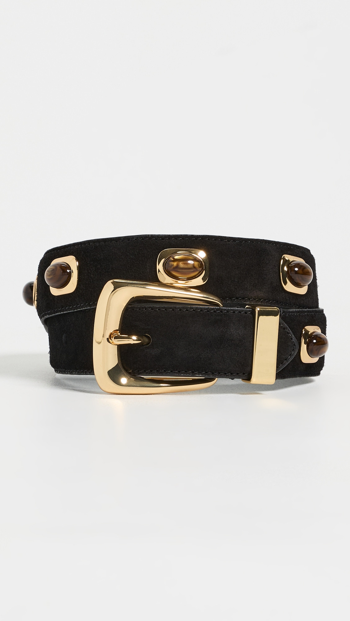 Veronica Beard Stone Embellished Arch Belt Black M | Shopbop