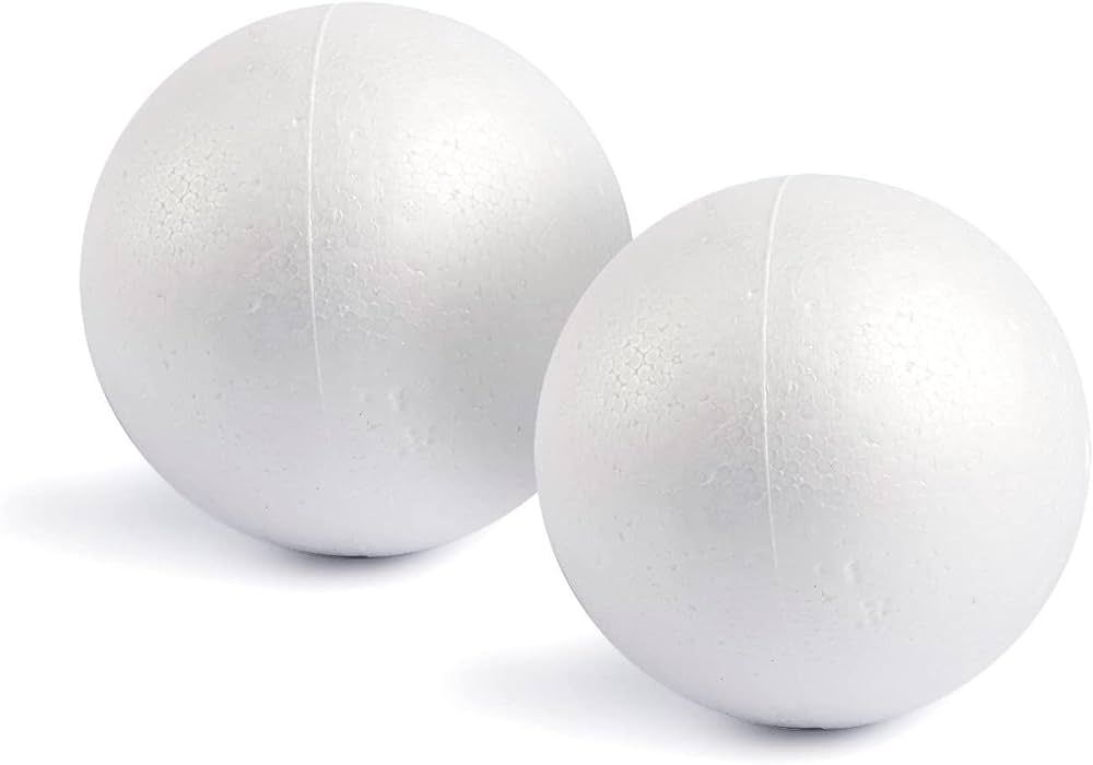 2 Pack Foam Balls for Crafts, 6-Inch Round White Polystyrene Spheres for DIY Projects, Ornaments,... | Amazon (US)