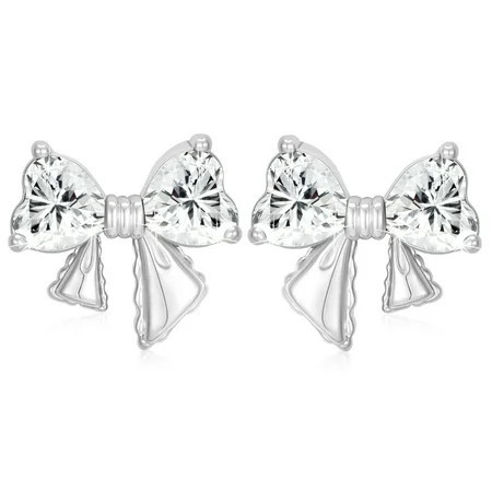 APSVO 18K White Gold Plated Bow Stud Earrings for Women Girls CZ Hypoallergenic Post S925 Sterling Silver April Birthstone Earrings Birthday Christmas Jewelry Gifts Teen Mom Stocking Stuffers Kids | Walmart (US)