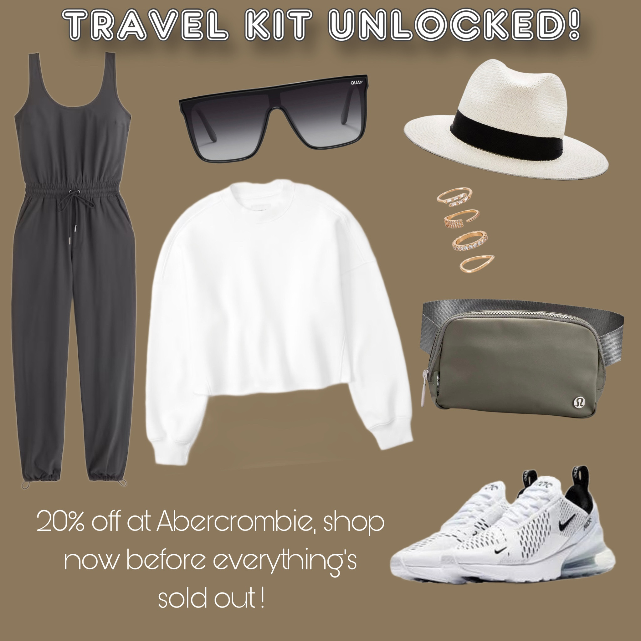 Shop the perfect travel outfit! Abercrombie has a 20% off sale going right now you don’t want to miss! Here’s the traveler jumpsuit I ordered today ;)

#LTKSeasonal #LTKFitness #LTKtravel