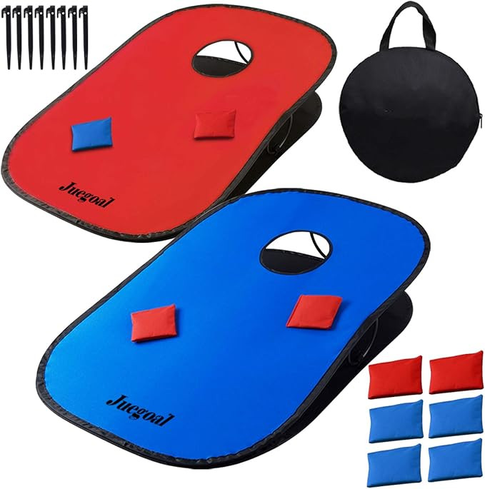 Juegoal 3x2ft Collapsible Portable Cornhole Game Set with 2 Cornhole Boards, 10 Bean Bags, Carryi... | Amazon (US)