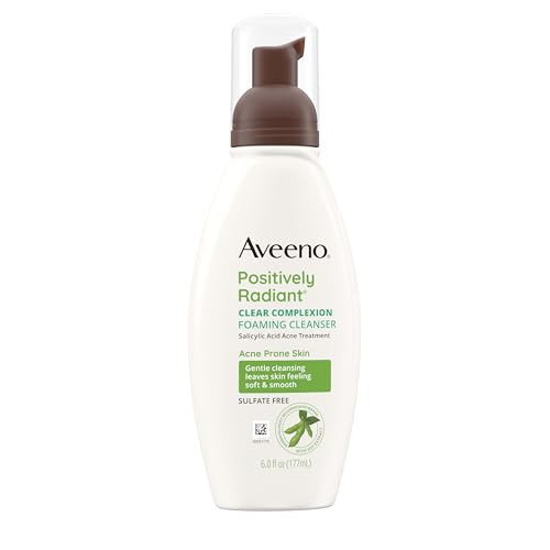Aveeno Clear Complexion Foaming Oil-Free Facial Cleanser with Soy Extract & 0.5% Salicylic Acid, Acne Treatment Face Wash for Acne-Prone Skin, Sulfate-Free & Hypoallergenic, 6 fl. oz | Amazon (US)