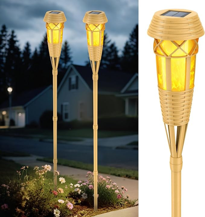 Solar Outdoor Lights – Torches with Flickering Flame for Garden Decor, Waterproof Garden, Outdo... | Amazon (US)