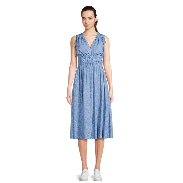 Time and Tru Sleeveless V Neck Midi Dress | Walmart (US)