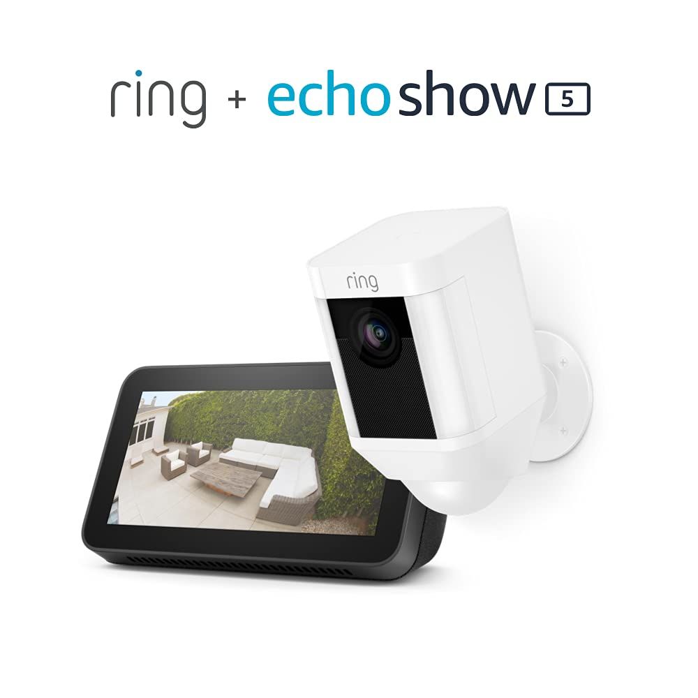 Ring Spotlight Cam Battery (White) Bundle with Echo Show 5 (2nd Gen) | Amazon (US)