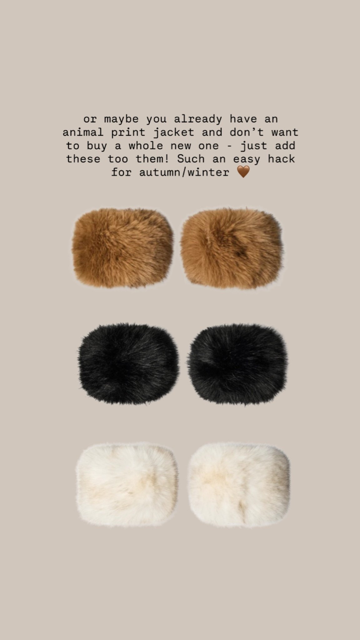 Faux fur cuffs to add to your jackets for autumn/winter