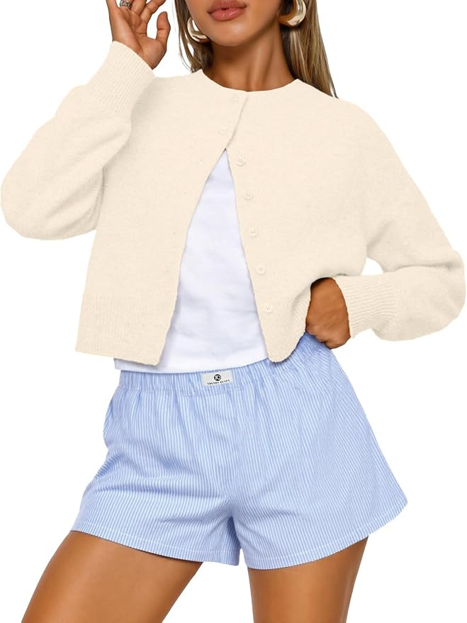 Trendy Queen Cropped Cardigan Sweaters for Women Fall Fashion Clothes 2026 | Lightweight Knit But... | Amazon (US)