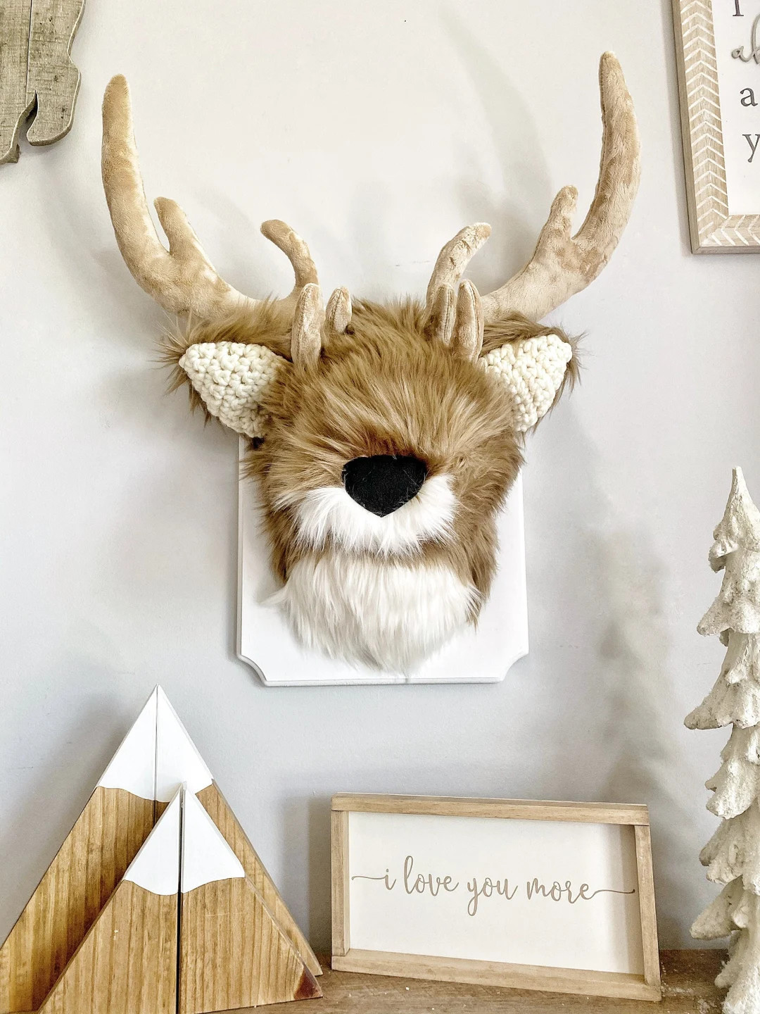 Plush Deer Head Wall Mount: Faux Taxidermy Nursery Decor - Etsy | Etsy (US)