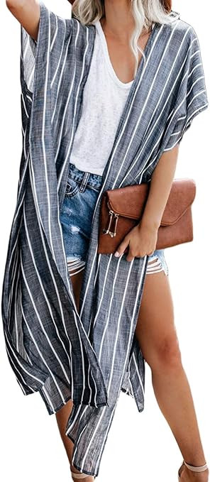 GOSOPIN Women Summer Fashion Printed Beach Print Kimono Tassel Casual Chiffon Floral Cardigan Loo... | Amazon (US)