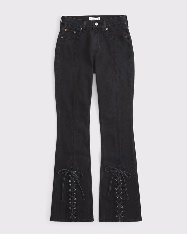 Women's Curve Love High Rise Bootcut Lace Jean | Women's | Abercrombie.com | Abercrombie & Fitch (US)