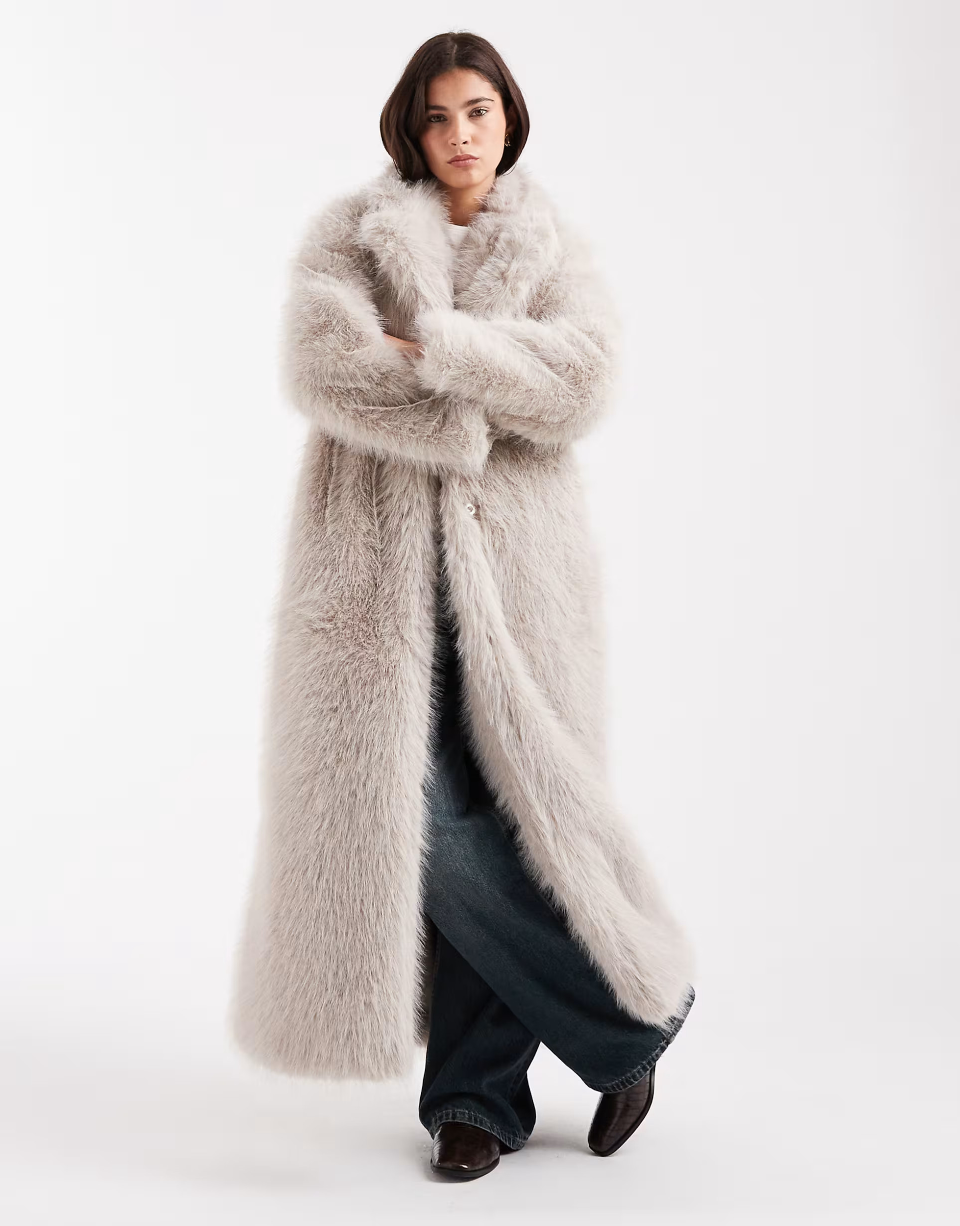 Object premium faux fur maxi coat in cream | ASOS (Global)