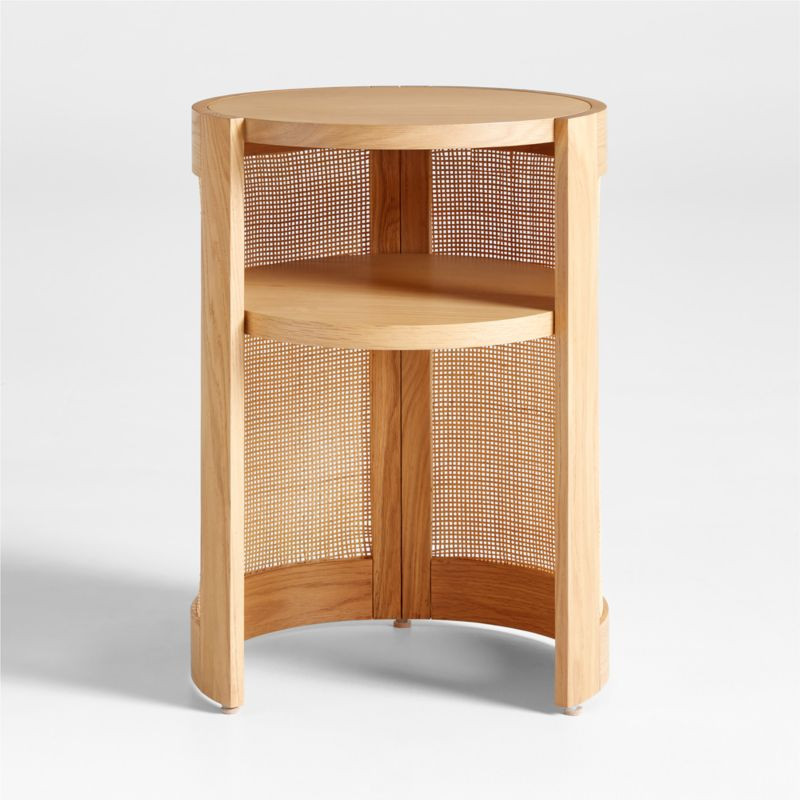 Cane Natural Wood Round Nursery Side Table + Reviews | Crate & Kids | Crate & Barrel