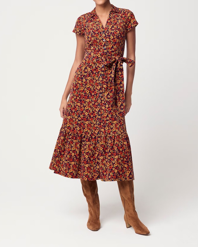 Floral tie waist midi dress 
Fall transitional outfit

#LTKSeasonal #LTKSaleAlert