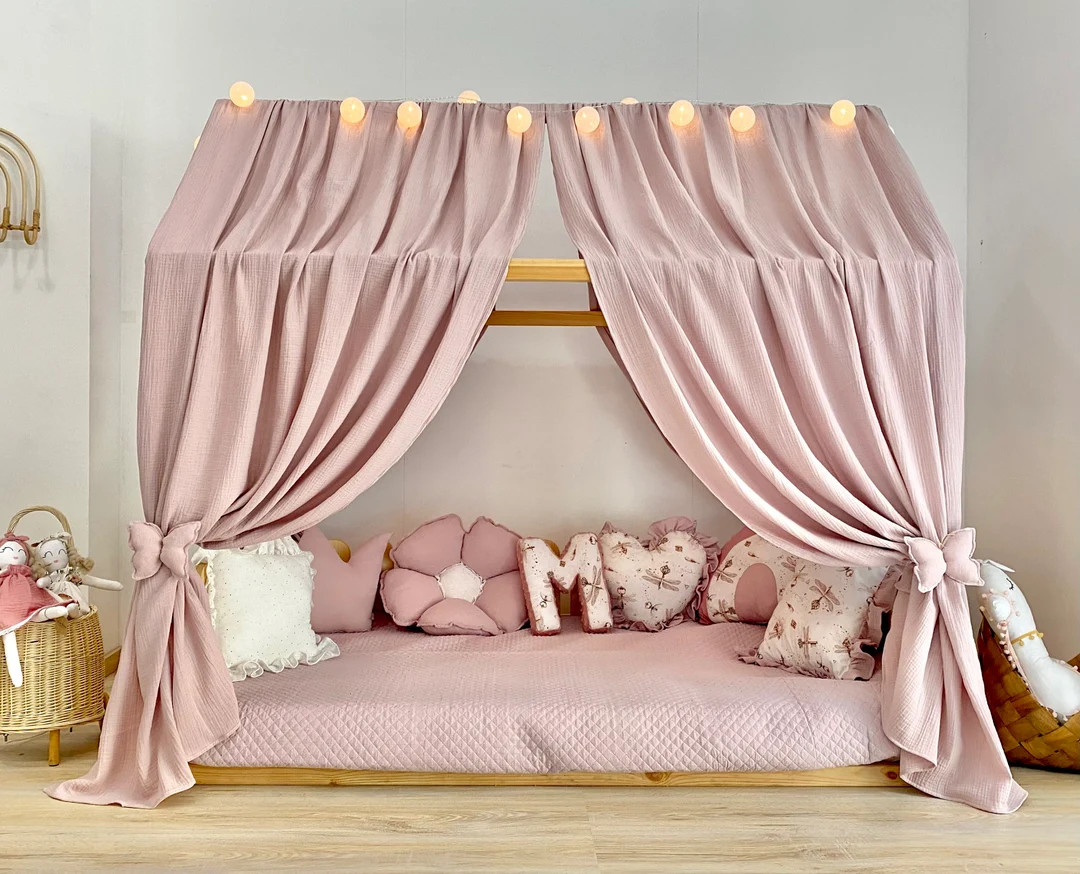 Muslin Canopy Toddler Bed Canopy Playroom Decor Reading Nook Canopy Princess Bed Canopy Baby Bed ... | Etsy (US)