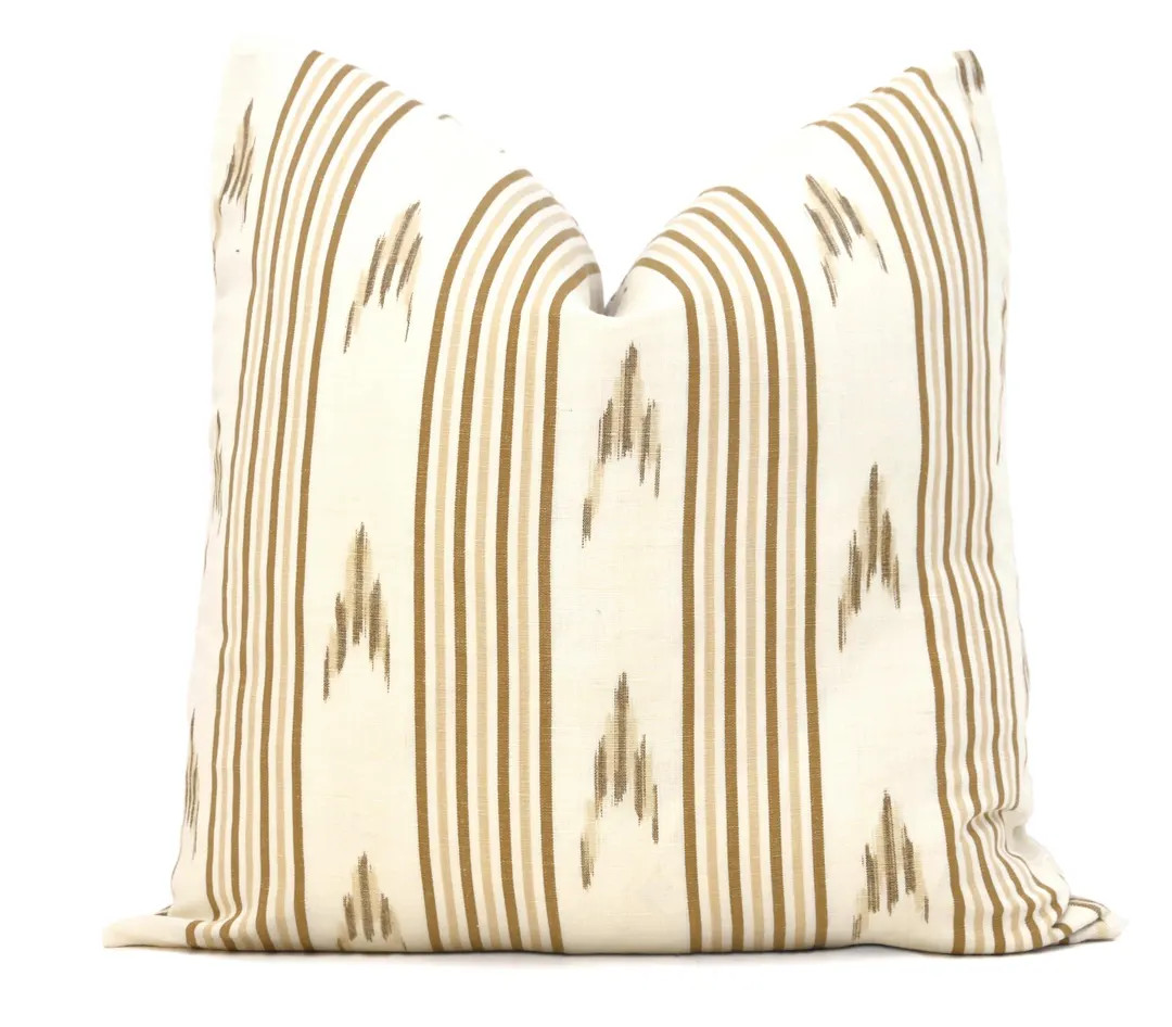 Schumacher Santa Barbara Ikat Pillow Cover: Tan Accent Throw Pillow - Etsy | Etsy (US)