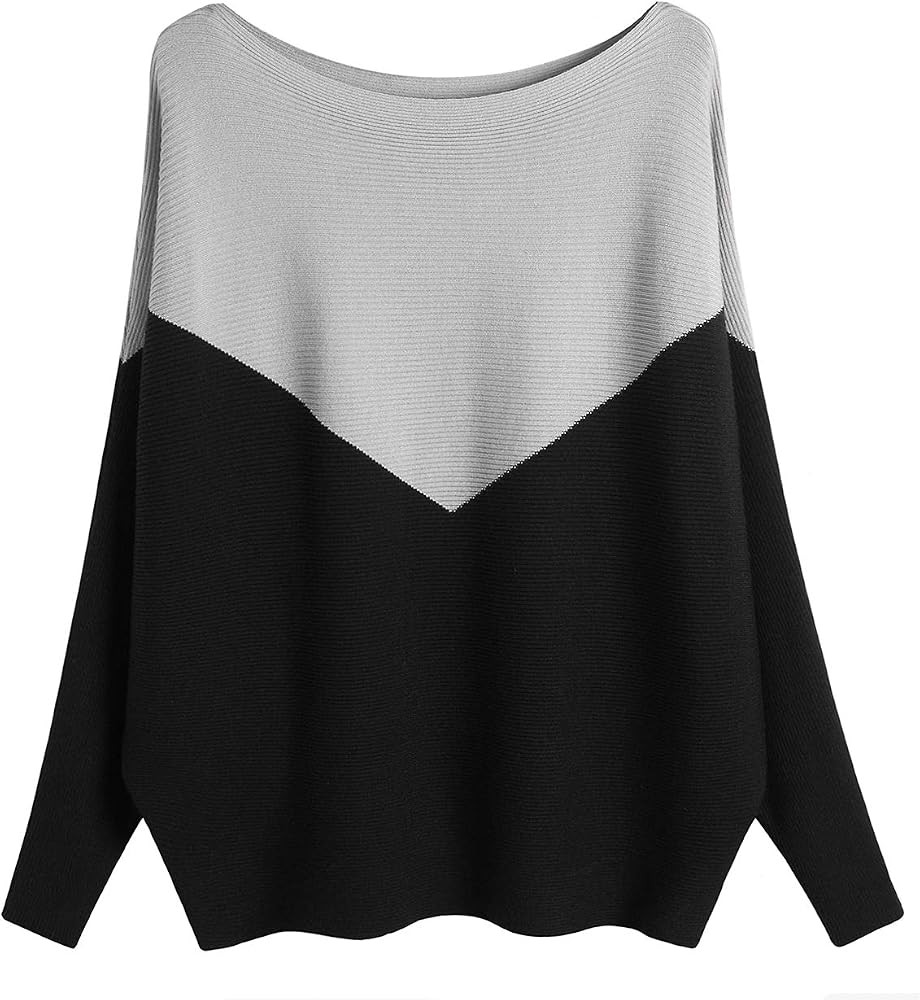 GABERLY Boat Neck Batwing Sleeves Dolman Knitted Sweaters and Pullovers Tops for Women | Amazon (US)