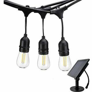 12 Light 24 ft. Outdoor Solar Powered LED Edison Bulb String Light | The Home Depot