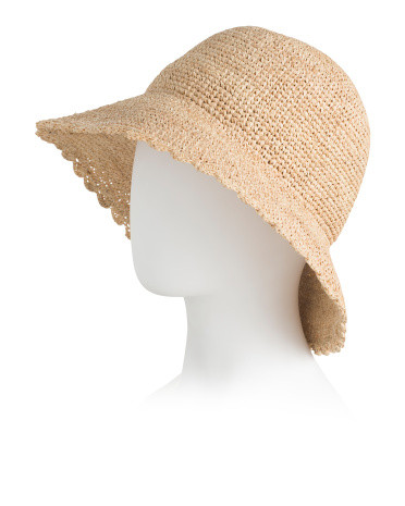 Raffia Scallop Bucket Hat for Women | Marshalls