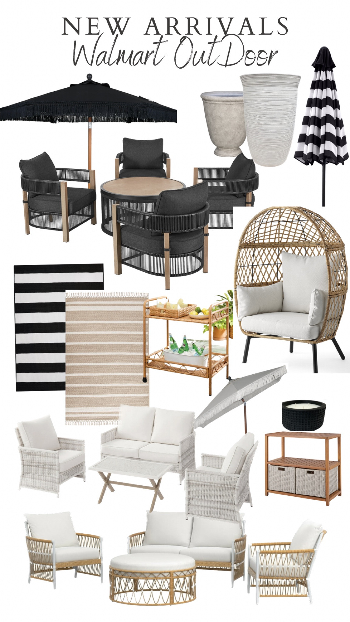 New outdoor furniture and decor from Walmart 
#affordable #patioset #whiteoutdoorfurniture #outdoor #barcart #planterpots #eggchair #whitecushions

#LTKhome #LTKFind #LTKstyletip