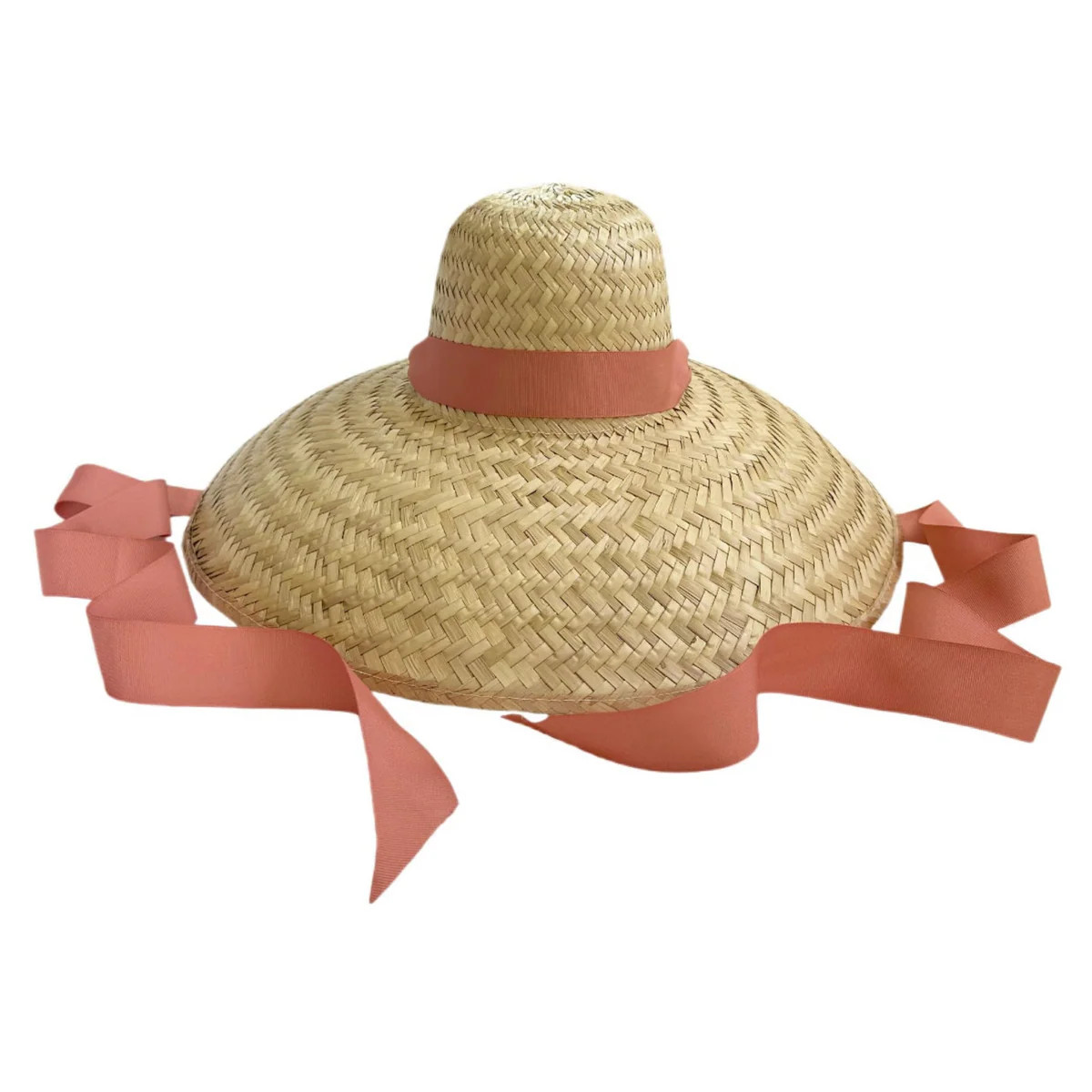 Geranium Sun Hat - Long Coral Grosgrain Ribbon | The Well Appointed House, LLC