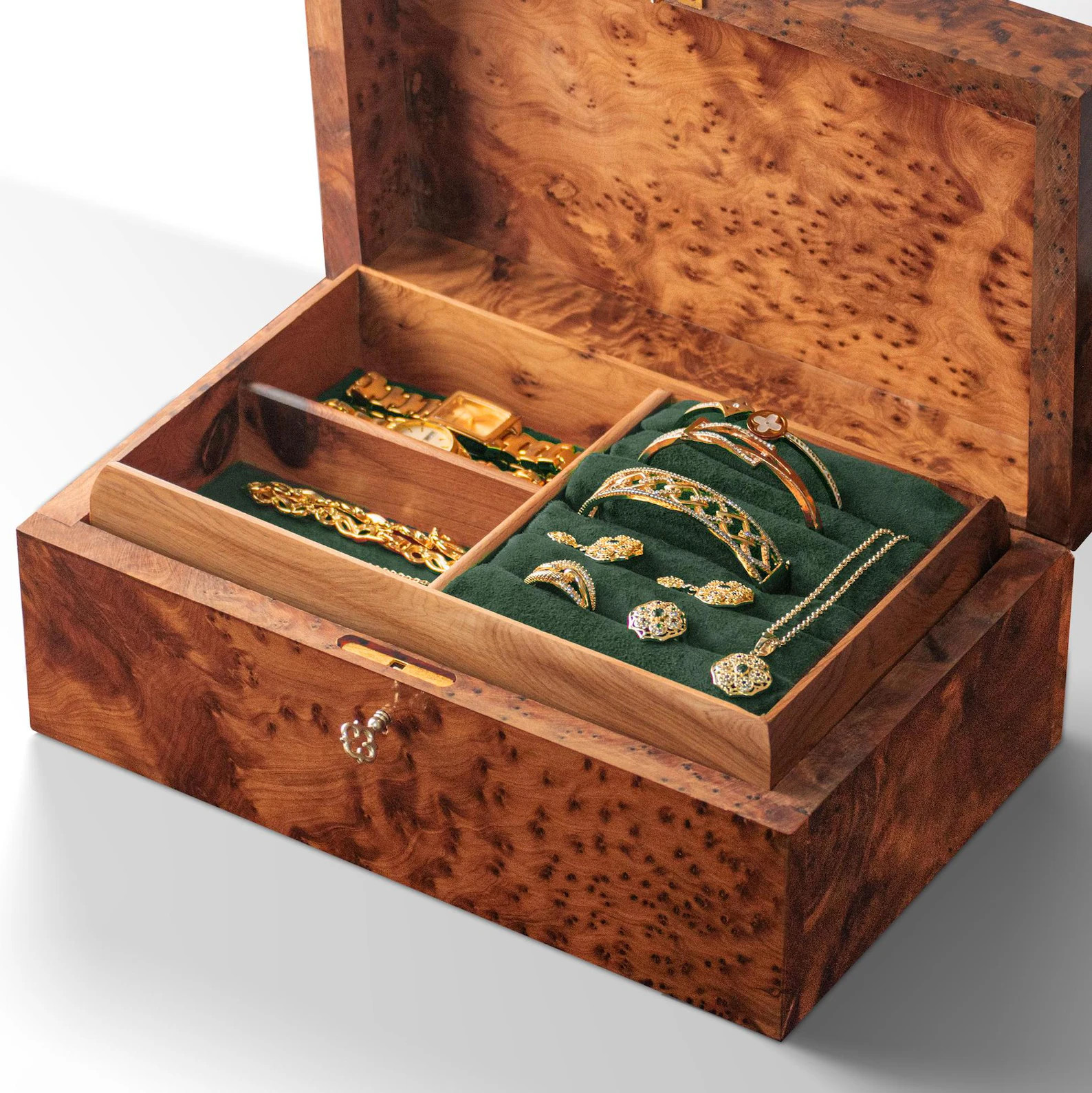 Large Personalized Wooden Jewelry Box, Thuya Burl Wood, Jewelry Organizer & Storage Box, Secret K... | Etsy (US)