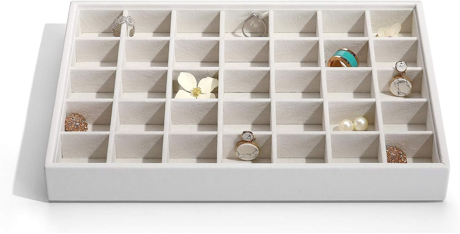 Vlando Stackable Jewelry Tray - Faux Leather Multipurpose Jewelry Display Storage and Organizer f... | Amazon (US)