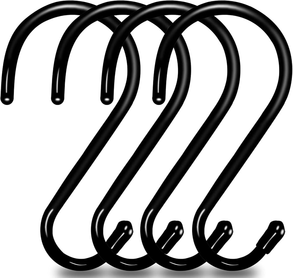 Mzekgxm Large S Hooks for Hanging Heavy Duty, 6 inch Non Slip Vinyl Coated Metal Black Closet S H... | Amazon (US)