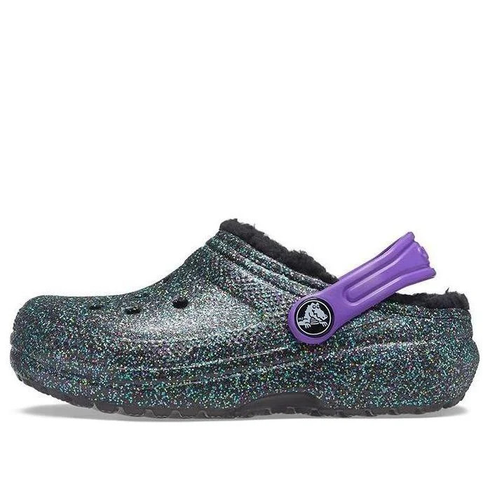 (GS) Crocs Classic Lined Clogs 'Black Purple Sparkles' | KICKS CREW