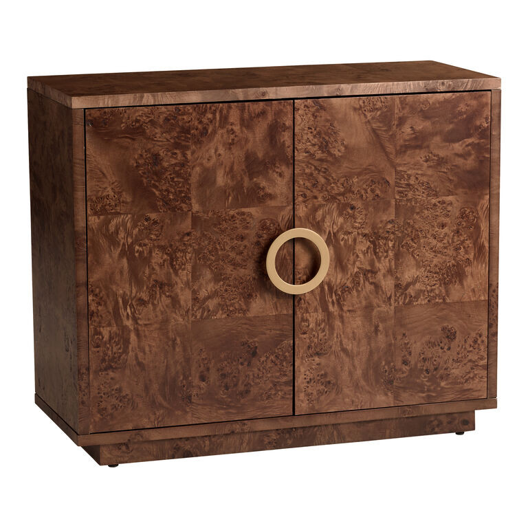 Montrose Brown Burl Wood and Brass Ring Storage Cabinet | World Market