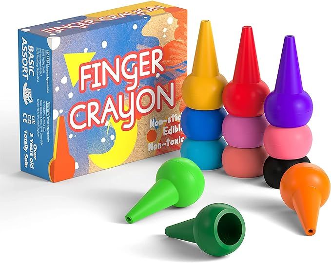 Gibot 12 Colors Toddlers Crayons Palm Grip Crayons, Finger Paint Crayons Sticks Stackable Toys Sa... | Amazon (US)