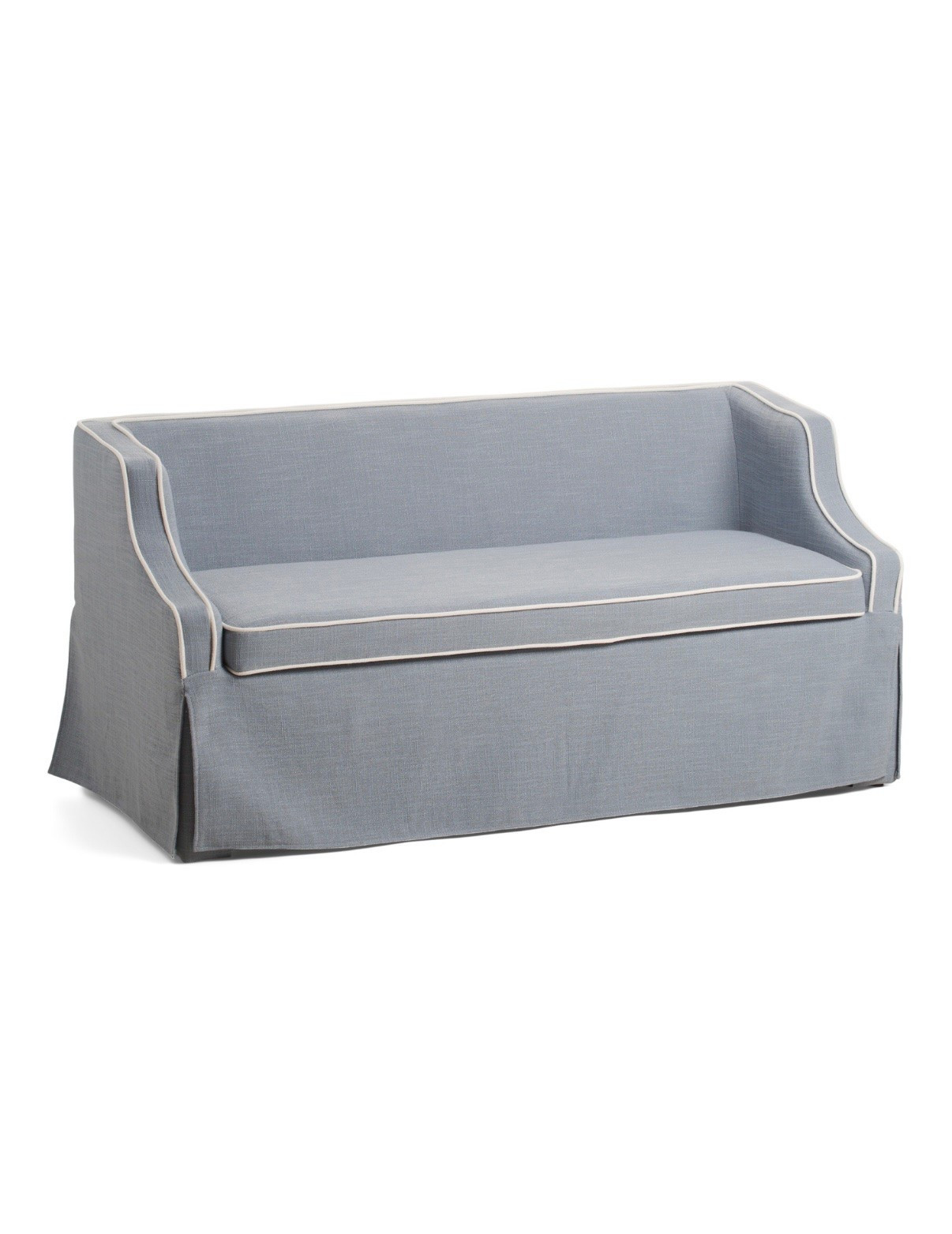 Back in stock!!! 😍 Lilian August bench! Perfect for end of bed! I have the scalloped chairs and have been very pleased with the quality! Tjmaxx finds homegoods blue and white berg