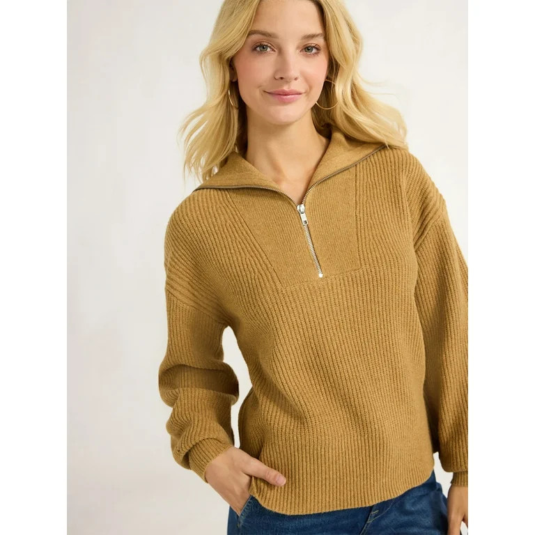 Free Assembly Women’s Half Zip Sweater with Long Sleeves, Midweight, Sizes XS-XXL | Walmart (US)
