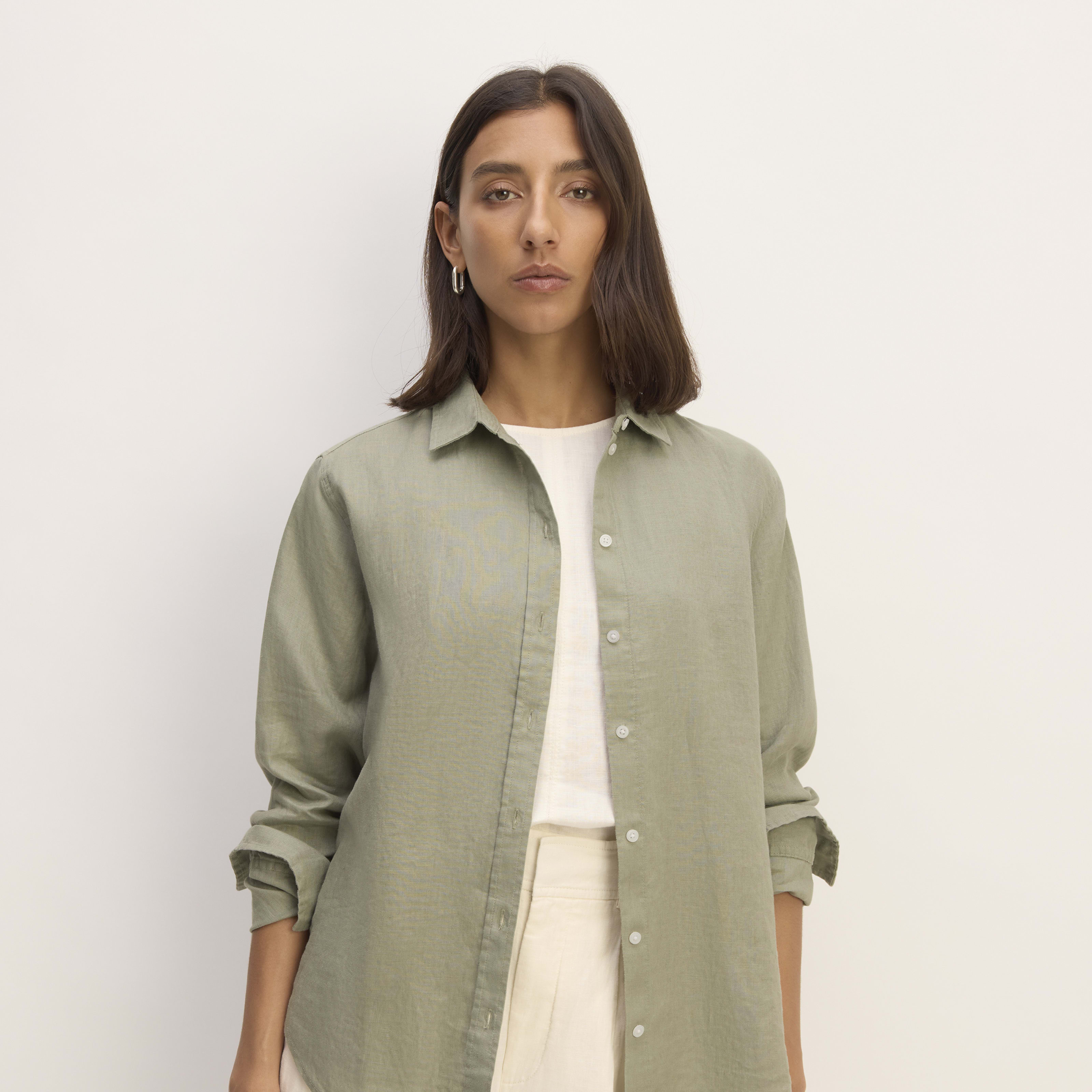 Women's Linen Relaxed Shirt by Everlane in Sage Green, Size 0 | Everlane