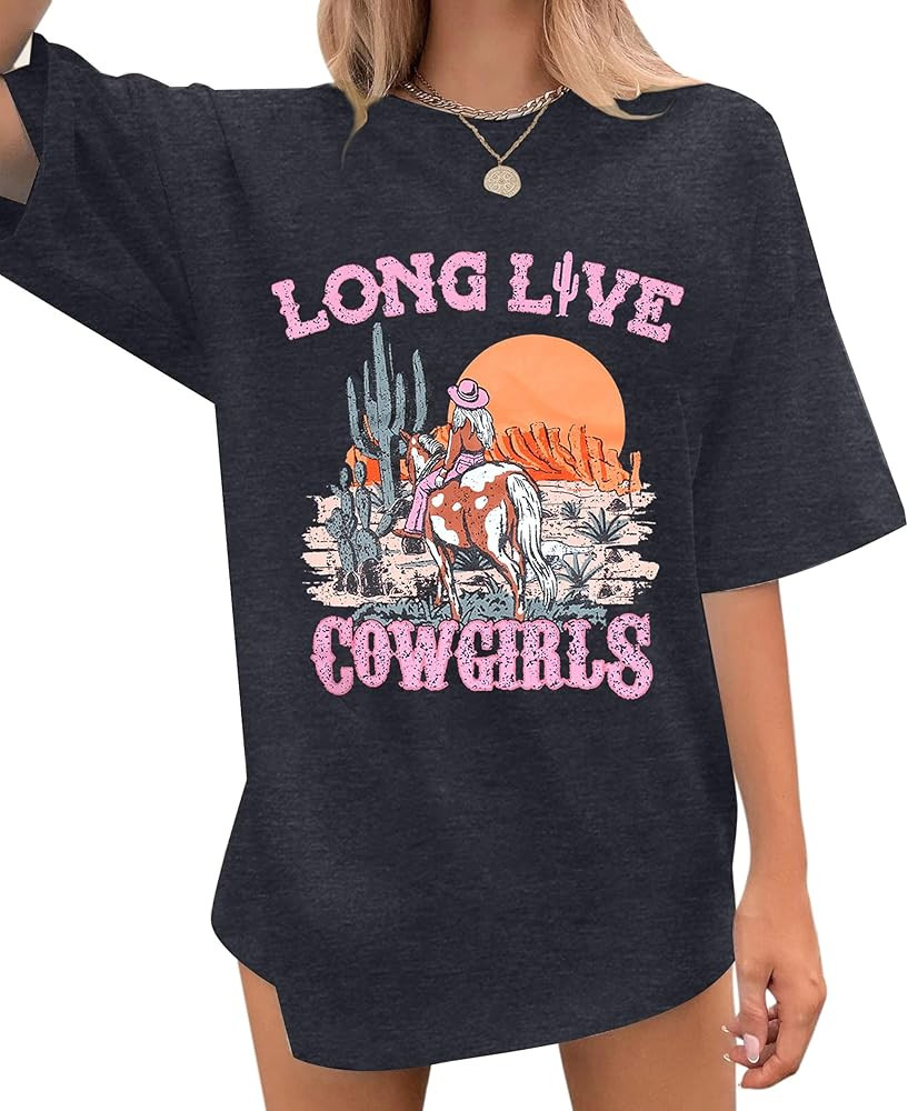 Cowgirl Western Shirts for Women Country Music Outfits Summer Vacation Short Sleeves Tops | Amazon (US)