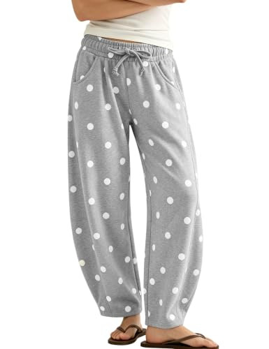 Bankeng Womens Polka Dot Barrel Sweatpants Drawstring Wide Leg Pants | Amazon (US)