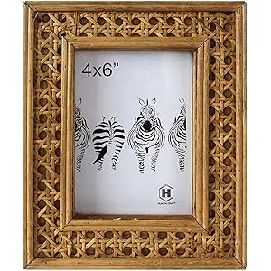 HUAXIN CRAFT H Picture Frame, Rattan 4x6 Picture Frame Boho Vintage Cany Stand Table Top Rustic D... | Amazon (US)