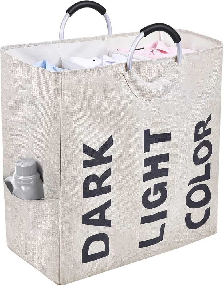 OTraki 3 Compartment Divided Laundry Hamper with Handle 106L Sorted Laundry Basket 3 Section for ... | Amazon (US)