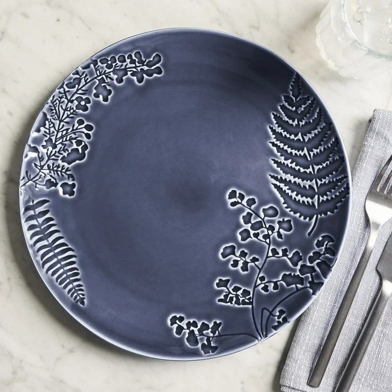Better Homes & Gardens Ellie Collection Blue Stoneware Dinner Plate, 10.7 inch | Walmart (US)