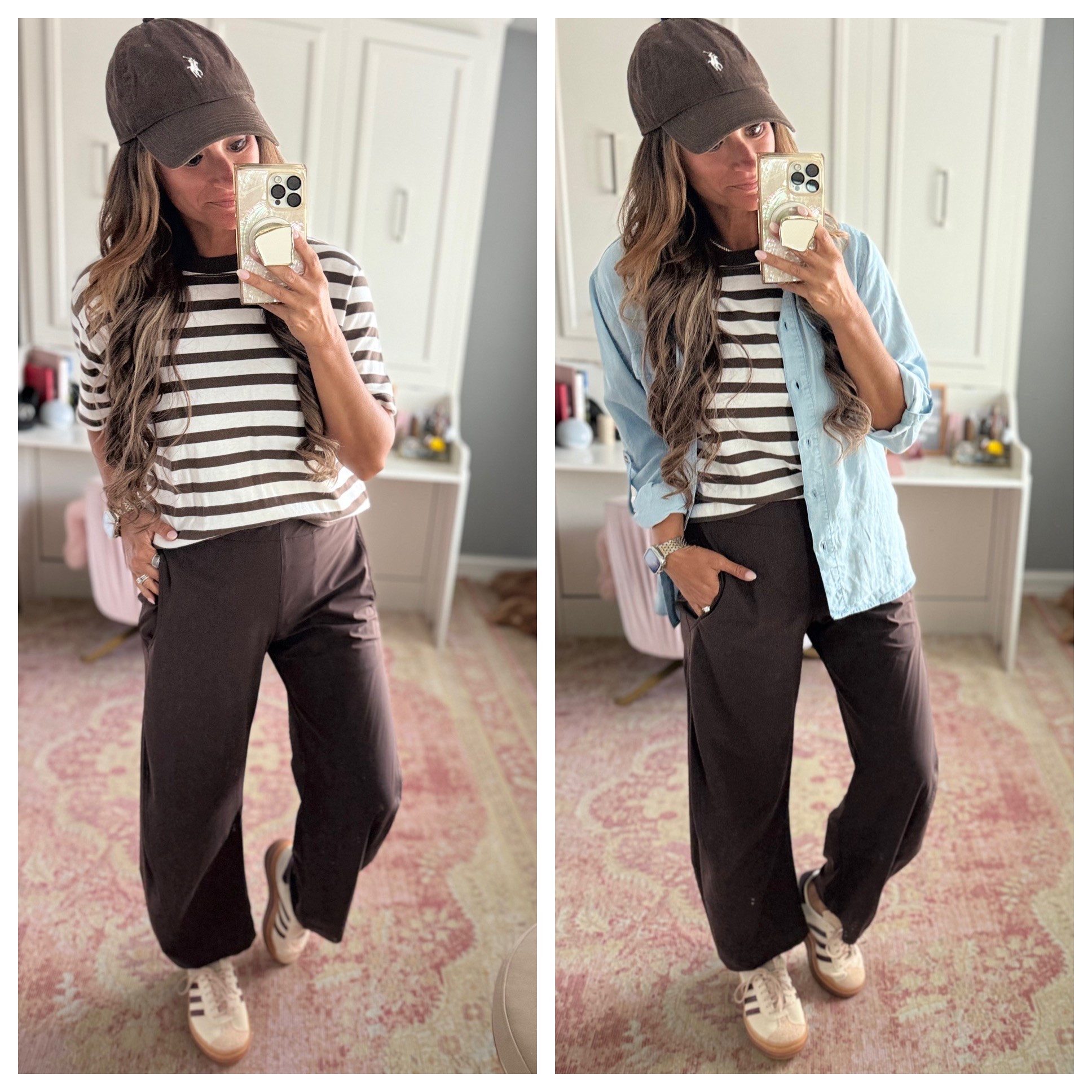 How to style brown barrel pants