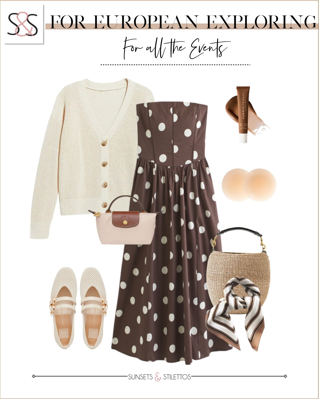 This outfit feels made for wandering through little streets, cafés, and markets. A polka dot dress with soft layers and woven accessories is perfect for a full day of exploring.

europe travel outfit women, european summer outfit ideas, polka dot dress outfit, vacation outfit women, travel dress outfit, neutral vacation style, europe trip outfit ideas, casual chic travel outfit

#LTKWedding #LTKTravel #LTKOver40
