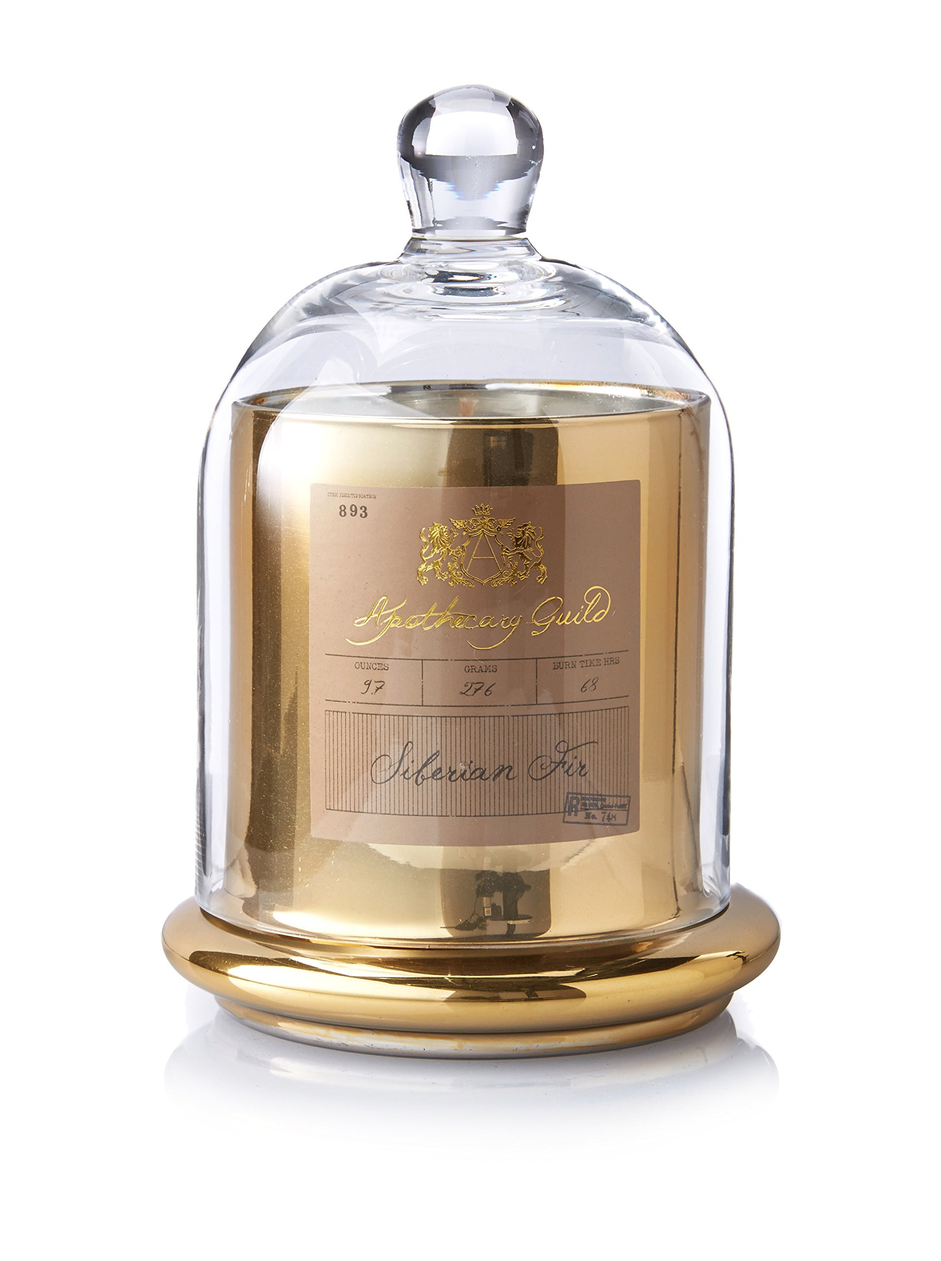 Zodax Apothecary Guild Scented Candle Jar w/Glass Dome Medium Gold Siberian Fir | Amazon (US)