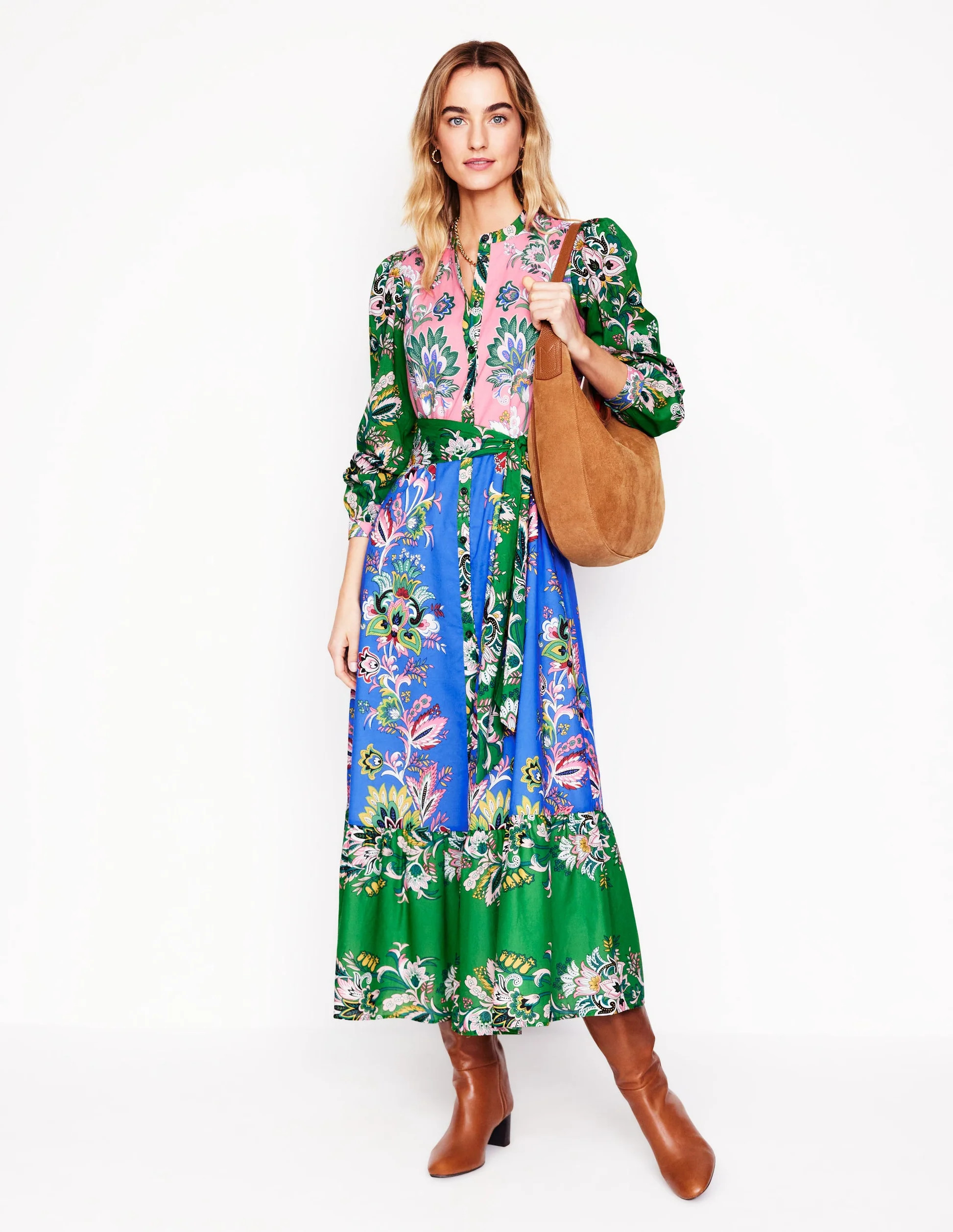 Mia Tiered Shirt Dress-Multi, Botanica Terrace | Boden UK