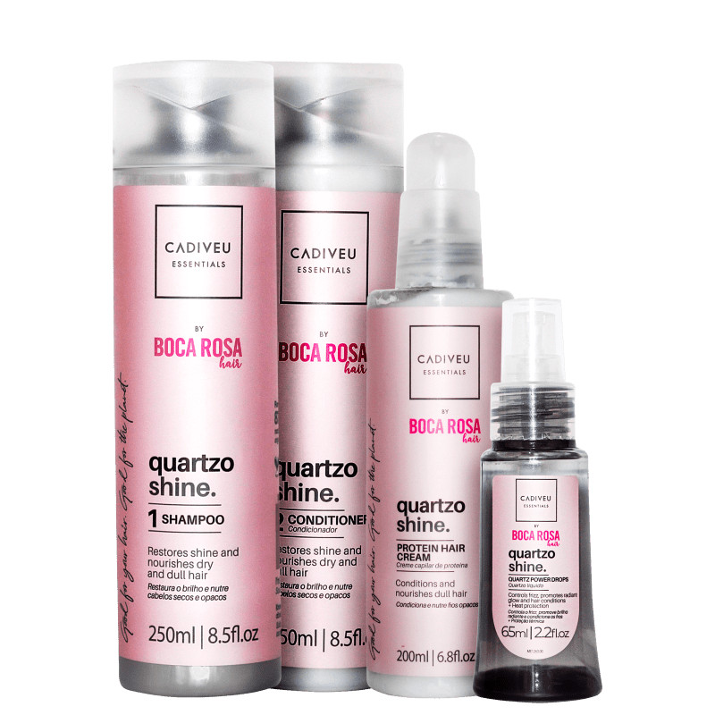 Kit Cadiveu Essentials Quartzo Shine By Boca Rosa Hair Brilho Máximo (4 Produtos) | Beautybox (BR)