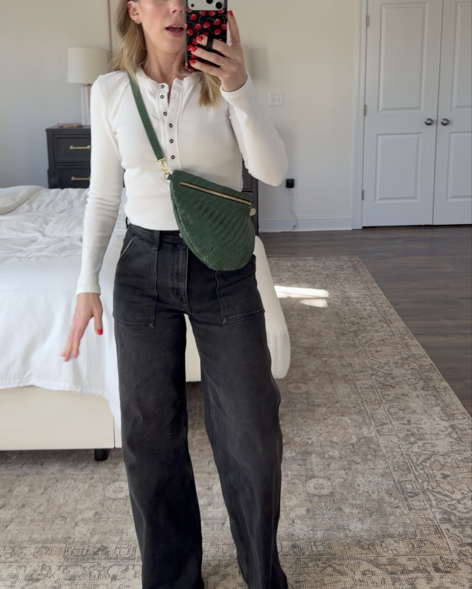 This Henley has become a fav in my closet! Wearing a S. Jeans fit TTS