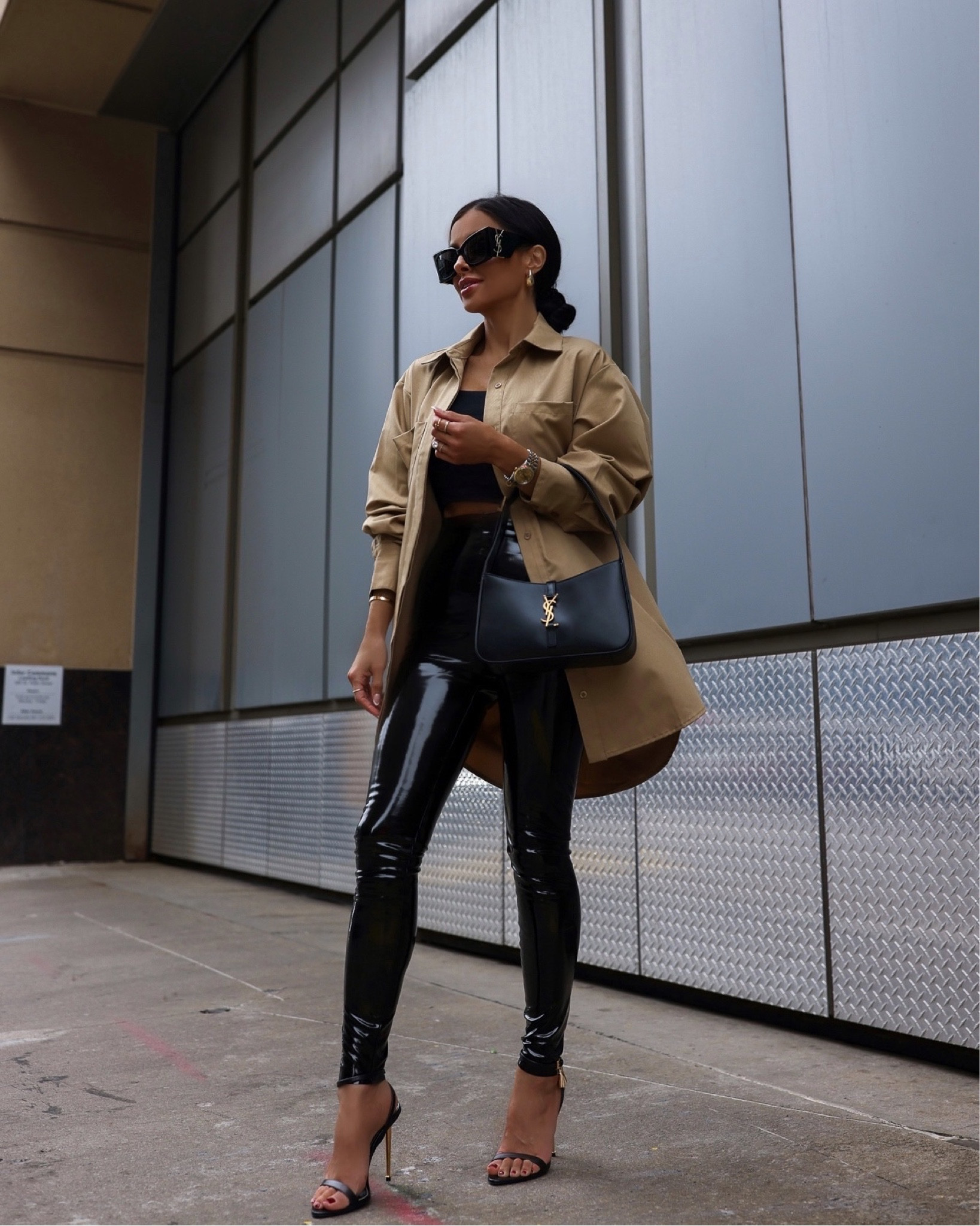 Nordstrom fall date night outfit ideas
Nordstrom khaki shirt wearing an XS
Commando patent leather leggings wearing an XS
Tom Ford Padlock sandals
Saint Laurent hobo bag



#LTKSeasonal #LTKstyletip #LTKfindsunder100