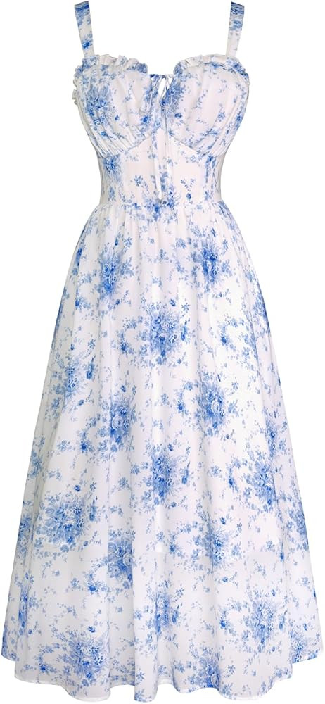 Scarlet Darkness Floral Corset Dress Summer Dresses for Women 2025 Milkmaid Dress Cottagecore Fai... | Amazon (US)