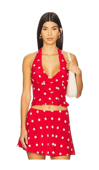 Favorite Deanna Halter Top in Cherry Red Polka Dot

              
    
        
        
       ... | Revolve Clothing (Global)