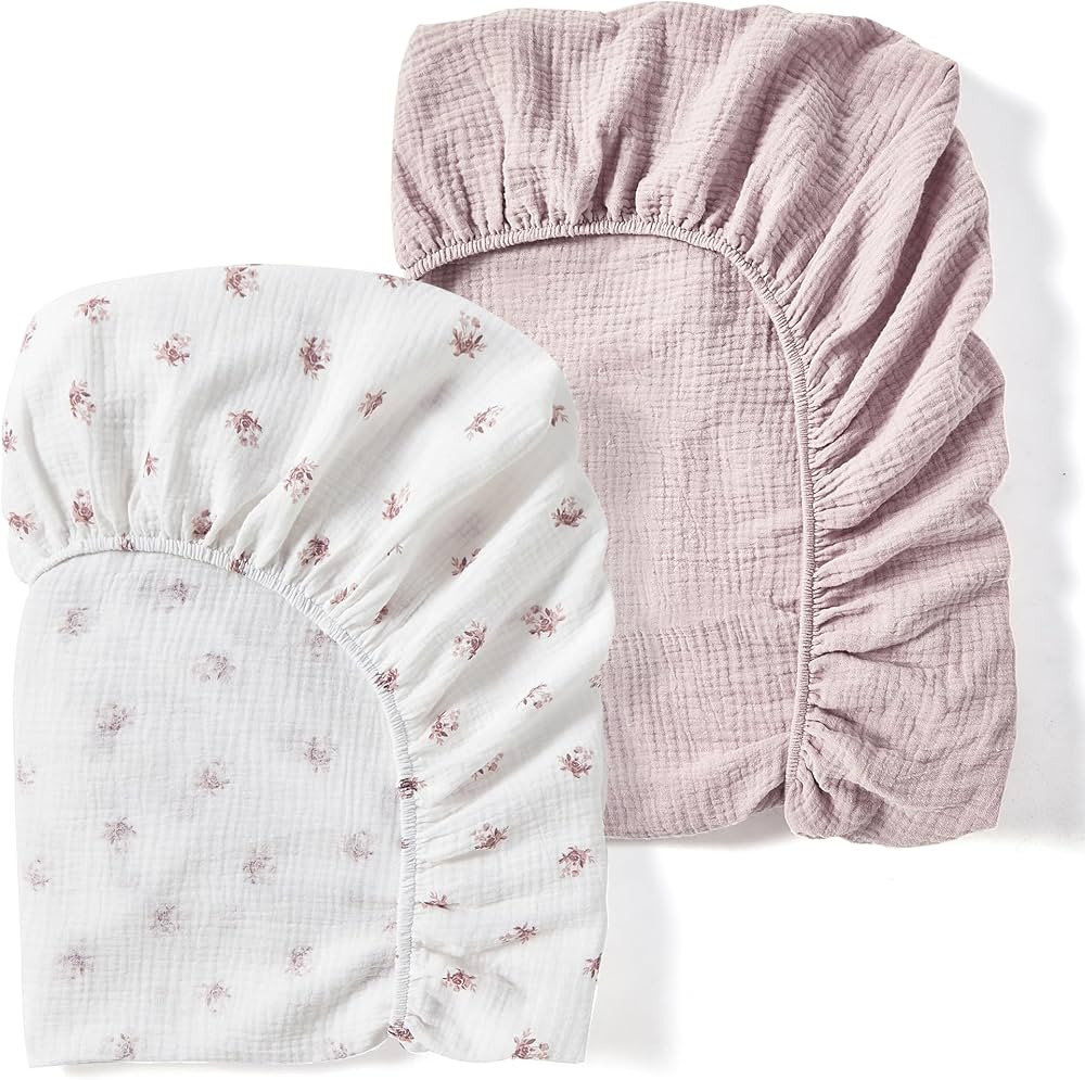 JOHNPEY Muslin Crib Sheets Neutral - Mini Crib Sheets for Baby Boys and Baby Girls - Toddler Bed ... | Amazon (US)