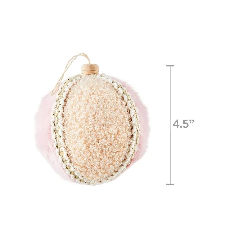 Blushful 4 Count Pink and Cream Sherpa Fur Christmas Ball Ornament Set, by Holiday Time | Walmart (US)