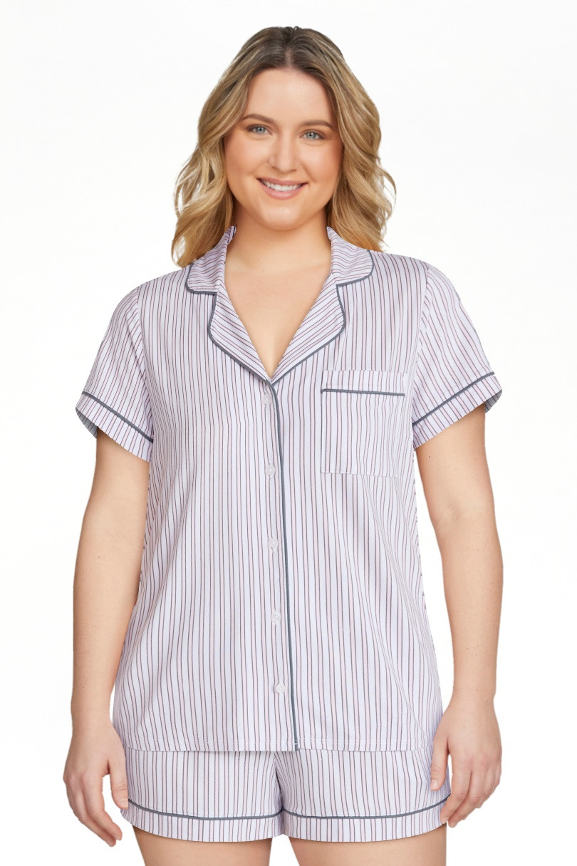 Joyspun Women's Dreamy Soft Collection Notch Top and Shorts Pajama Set, 2-Piece, Sizes XS-3X | Walmart (US)